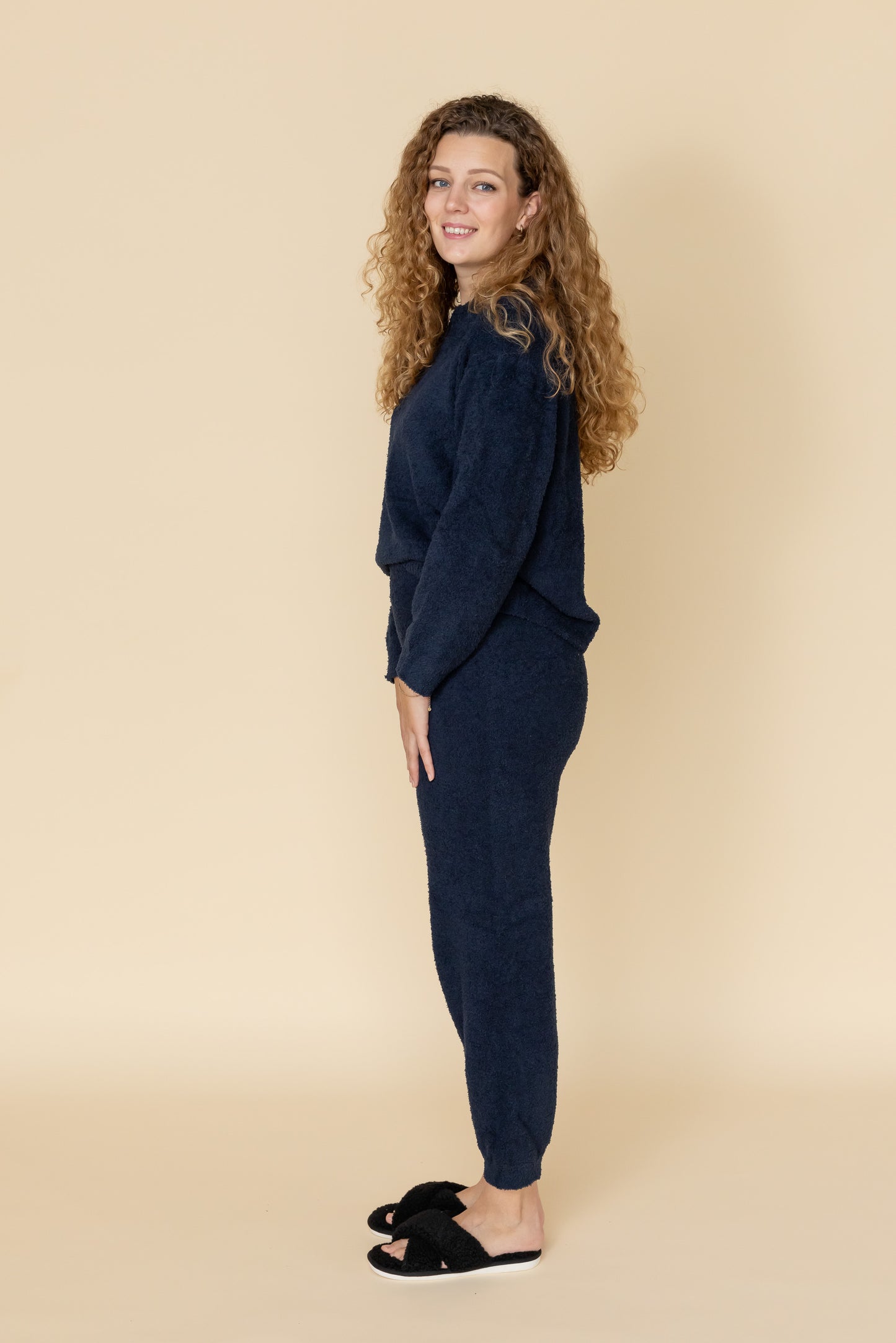 Fluffy Huispak Dames Navy 3
