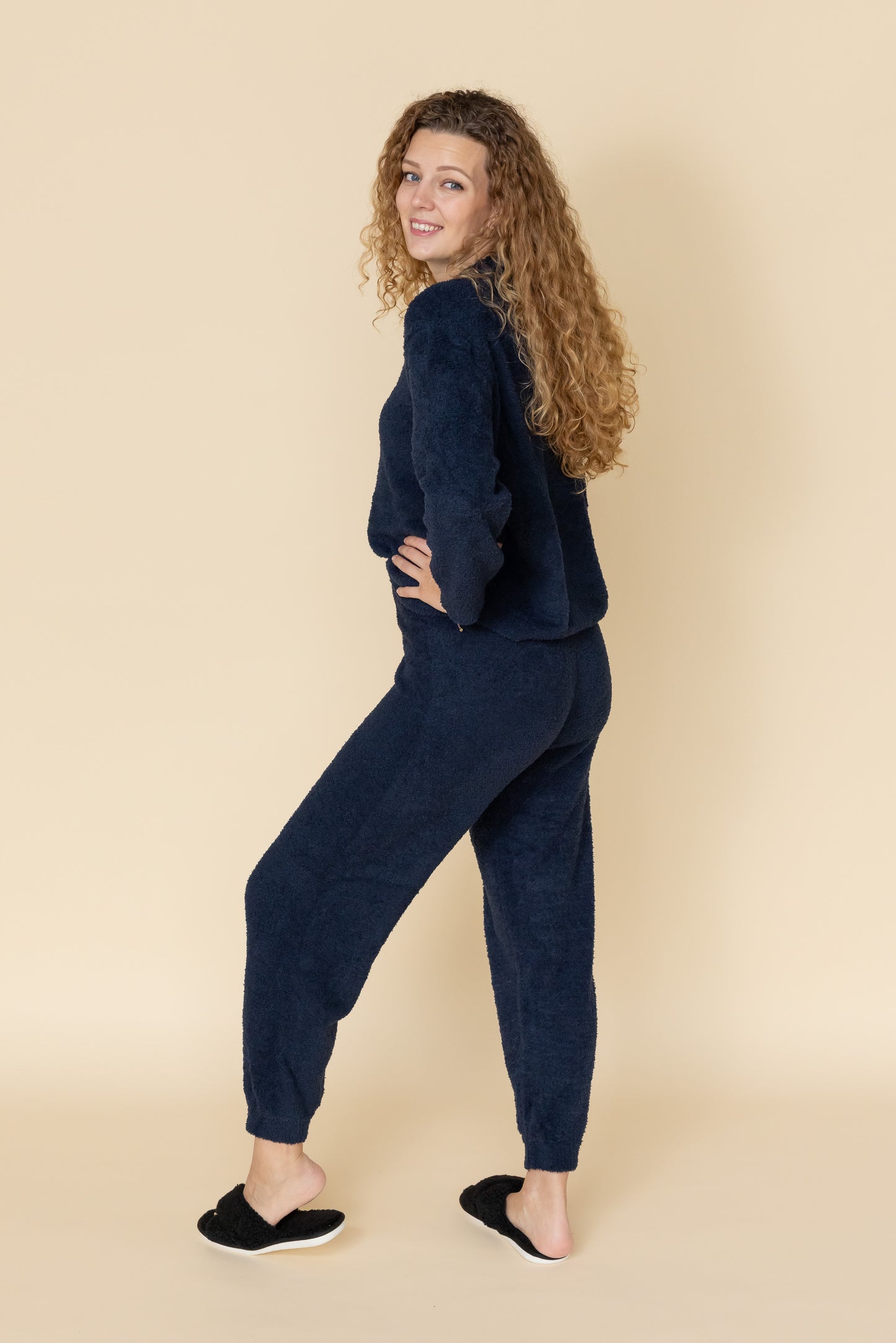 Fluffy Huispak Dames Navy 2