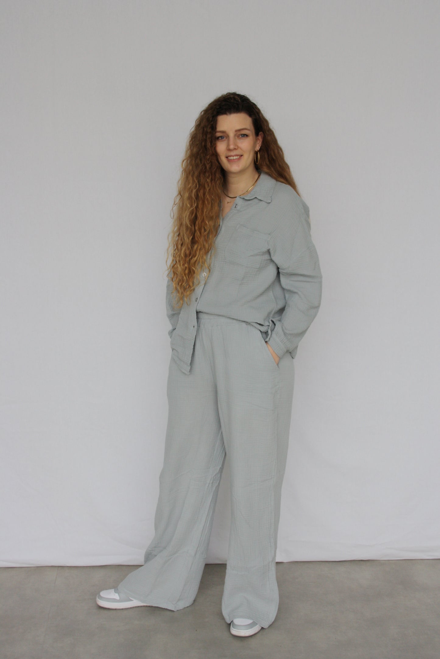 Mousseline blouse set Grijs