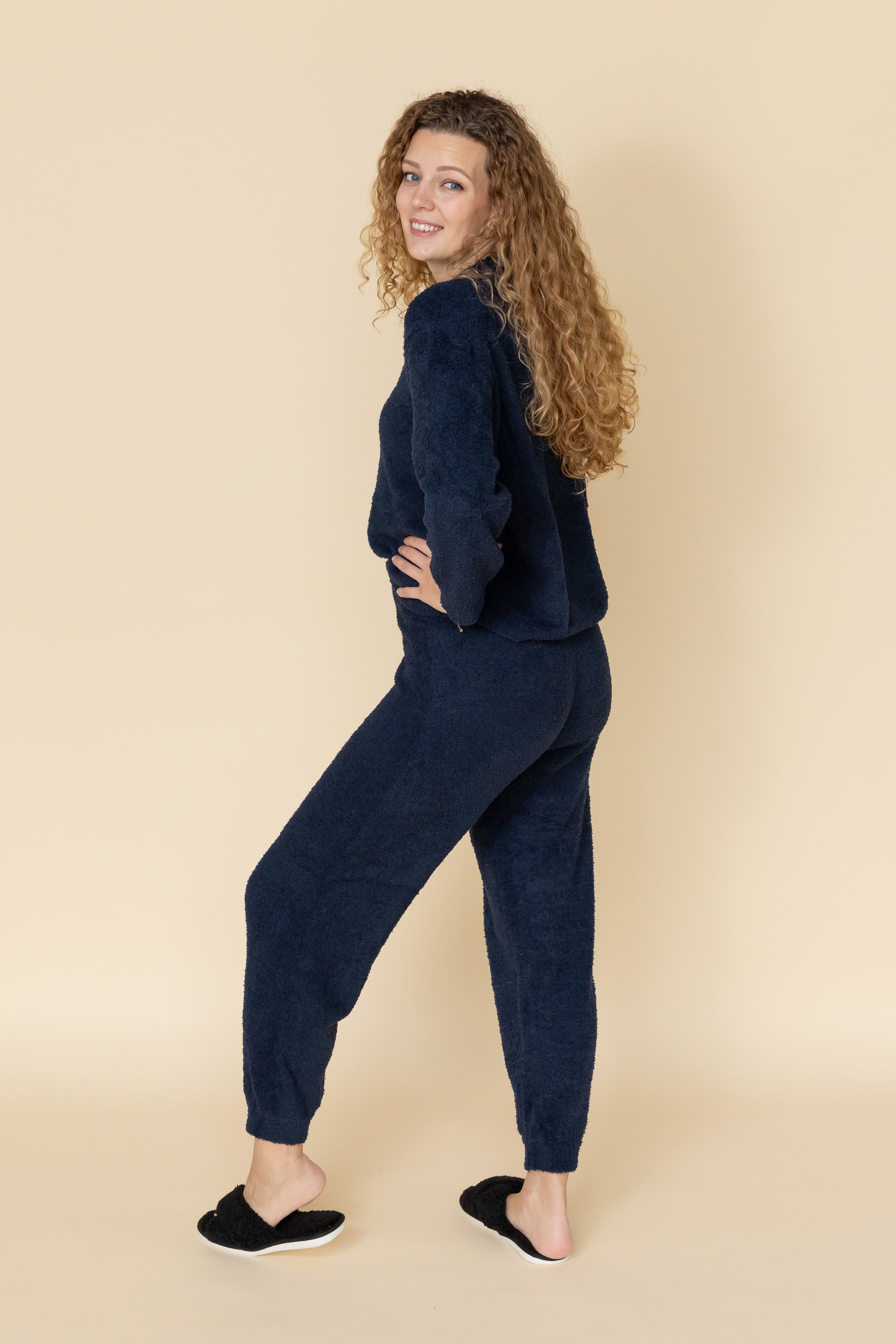 Fluffy Huispak Dames Navy 2