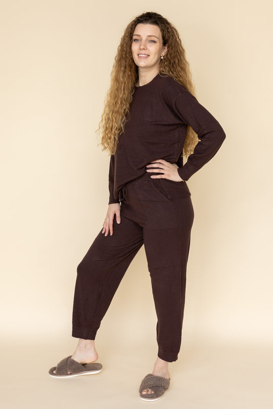 Zacht Comfy Dames Lounge Pak Bruin