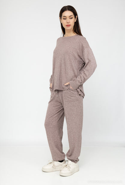 Zacht Comfy Dames Huispak Taupe 3